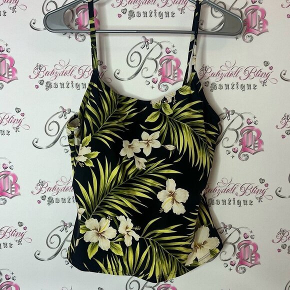 Tops - Tankini top hibiscus 🌺 flowers Hawaii swim Tropical Floral Print Women's Top